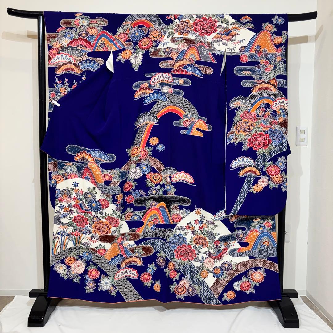 振袖フルセット　7点セット　長襦袢付き　身丈158 青　成人式　前撮り　f26