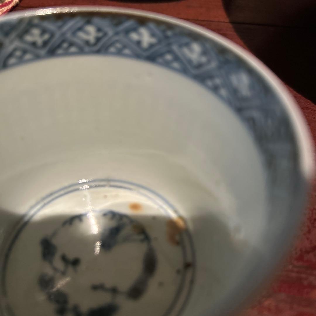 古伊万里色絵　萩扇図　江戸後期　猪口