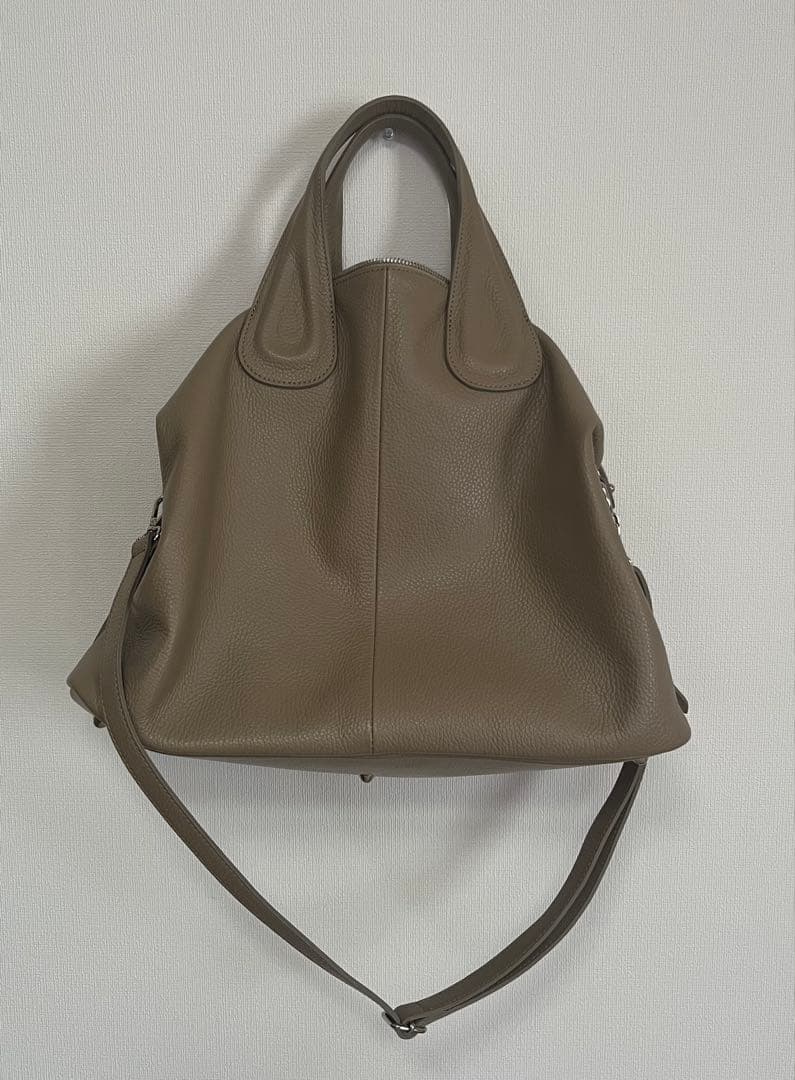 イタリア製ミレッラフィレンツェ グレー レザー ショルダーバッグ