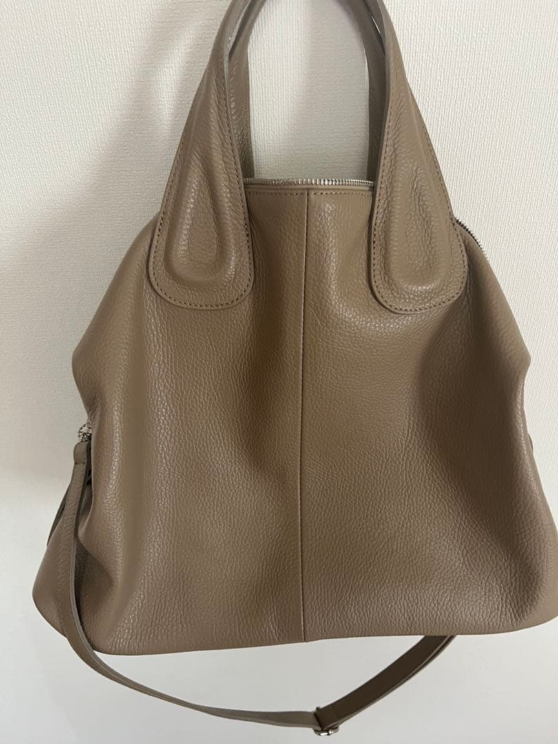 イタリア製ミレッラフィレンツェ グレー レザー ショルダーバッグ