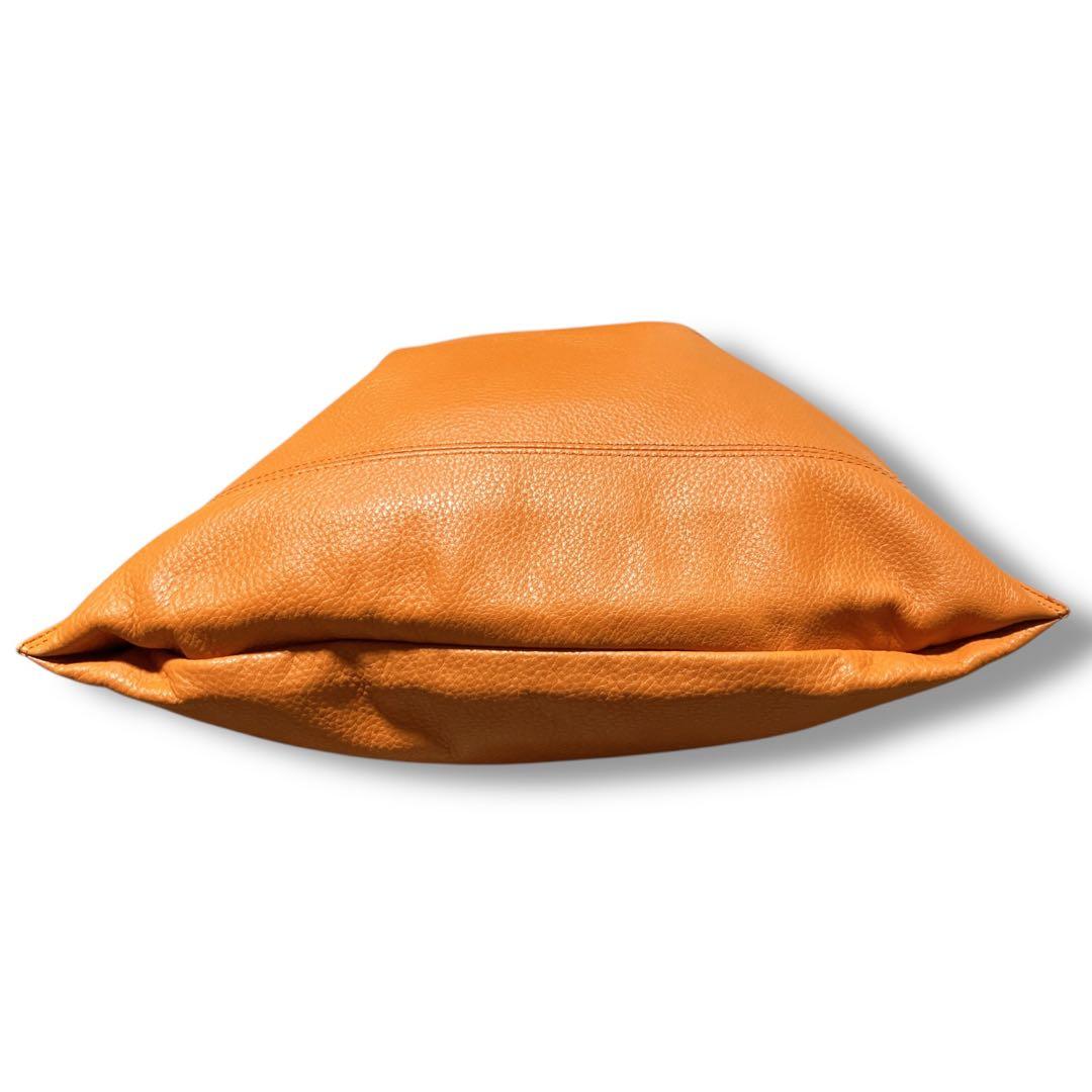 銀座和光 WAKO ワコー A4収納可 オールシボレザー ハンドバッグ オレンジ