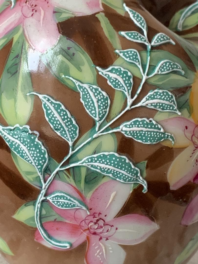 ✨特別価格✨オールドジャパン盛上げ花瓶躑躅文様　アンティークオールドノリタケ