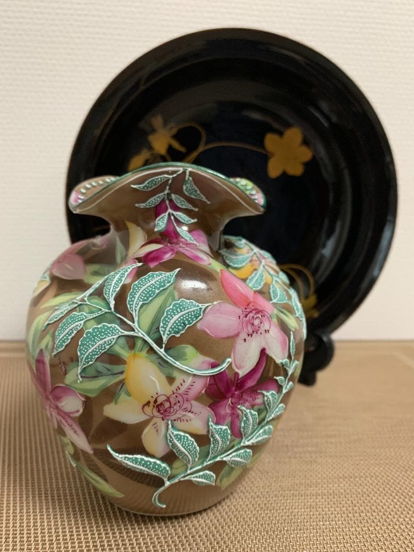 ✨特別価格✨オールドジャパン盛上げ花瓶躑躅文様　アンティークオールドノリタケ