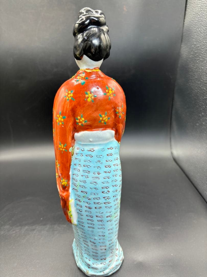 中国美術 古玩 色絵陶人形 陶器人形 高さ約31cm 置物 オブジェ 古董品