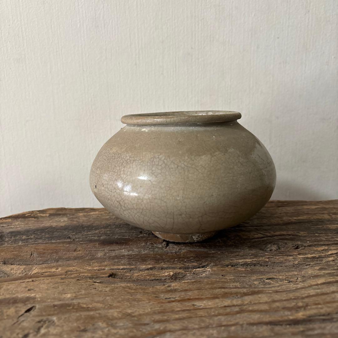 李朝壷　丸壷　白磁　塩笥壺　韓国骨董品.スッカラ.アンティーク.古民芸.立原正秋