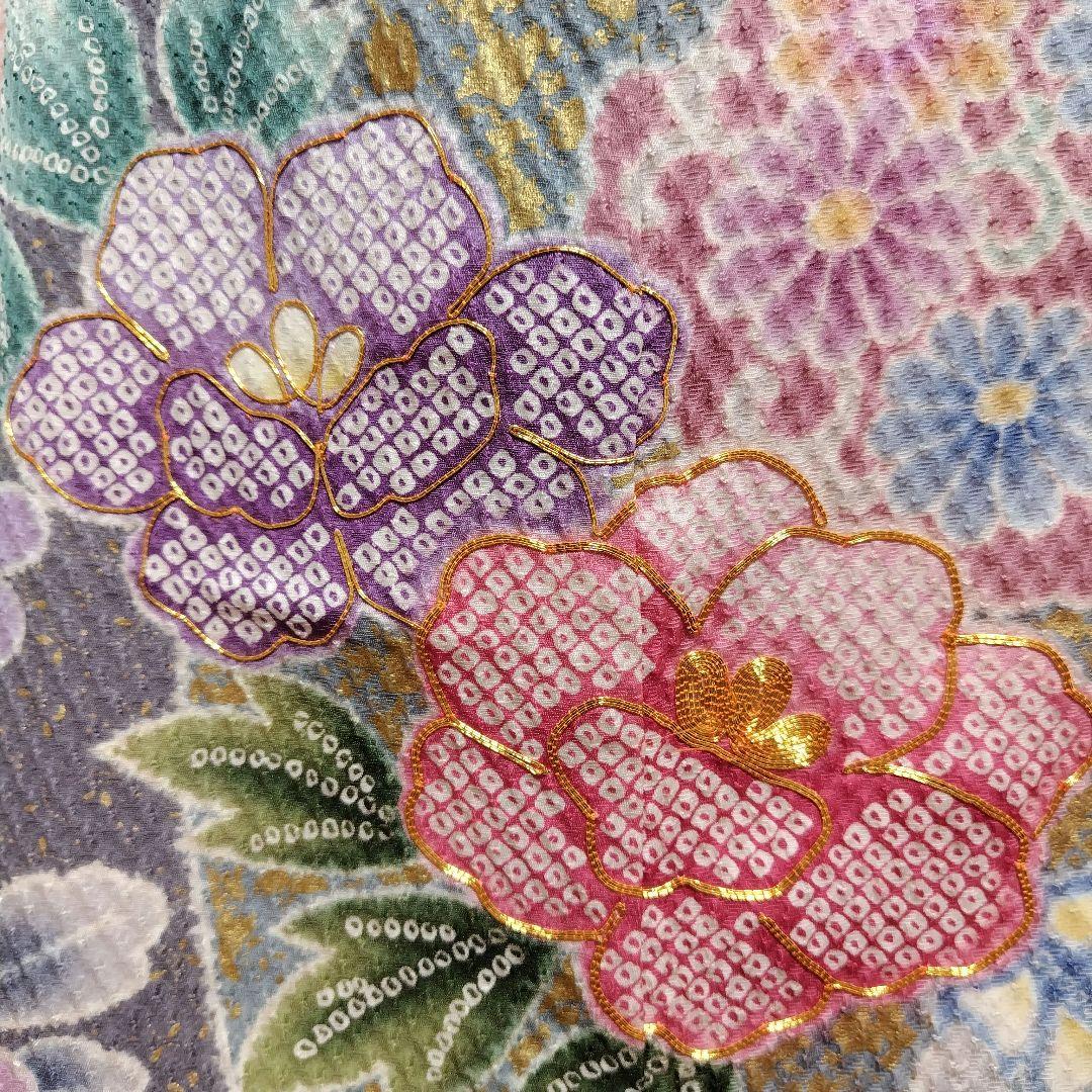 振袖フルセット(8点)・成人式・総絞り・エンボス加工・胴裏正絹・正絹・逸品