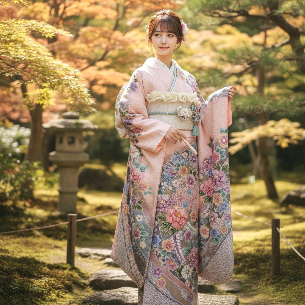 振袖フルセット(8点)・成人式・総絞り・エンボス加工・胴裏正絹・正絹・逸品