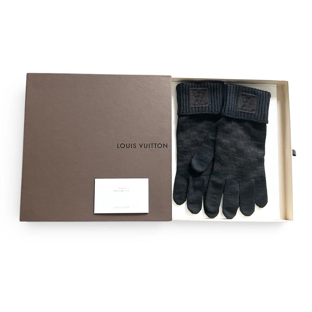 【極美品】ルイヴィトン　手袋　ダミエ　ブラック　ブラウン　メンズ　ウール