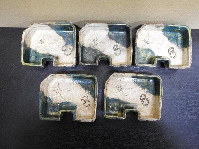 織部向付　5客　明治頃　MA318