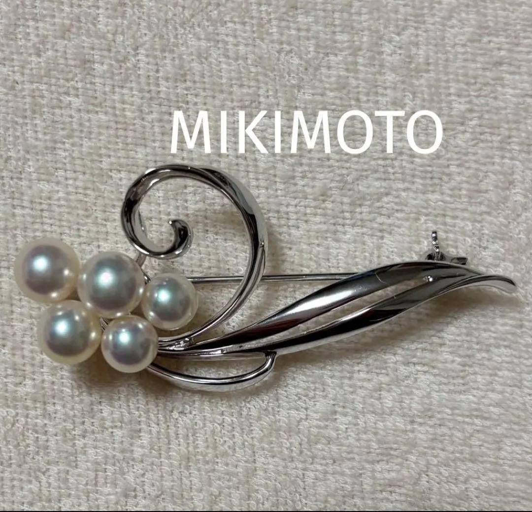 MIKIMOTO ミキモト アコヤ真珠 パール ブローチ　シルバー フラワー