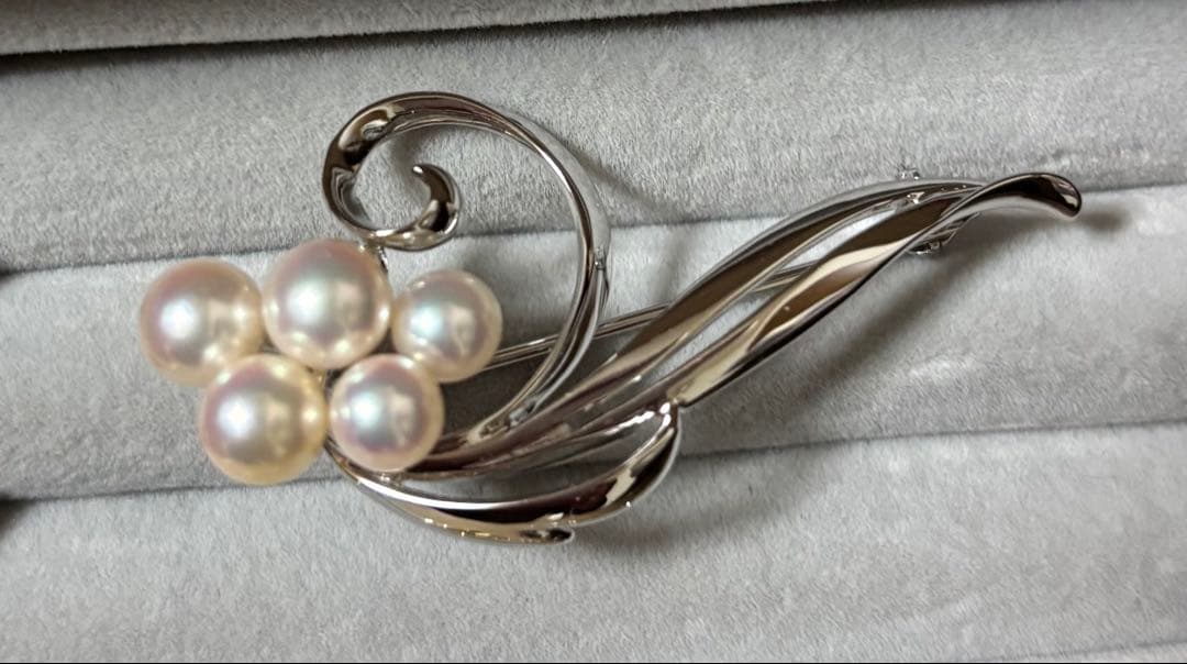 MIKIMOTO ミキモト アコヤ真珠 パール ブローチ　シルバー フラワー