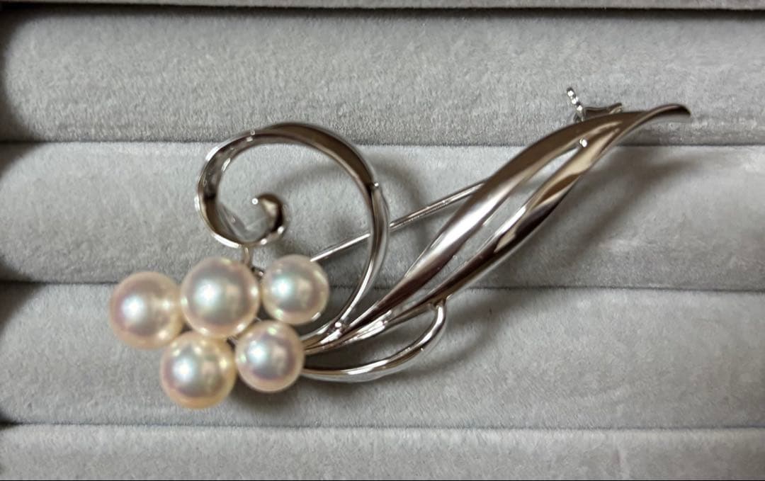 MIKIMOTO ミキモト アコヤ真珠 パール ブローチ　シルバー フラワー