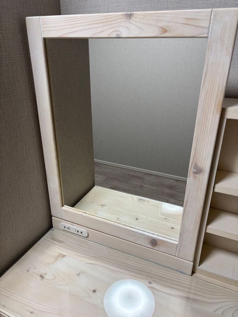 【美品】ドレッサー鏡台　白　木目調　大容量