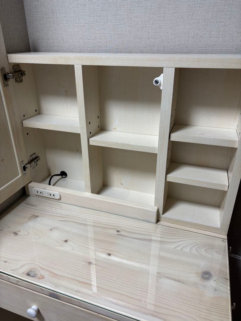 【美品】ドレッサー鏡台　白　木目調　大容量