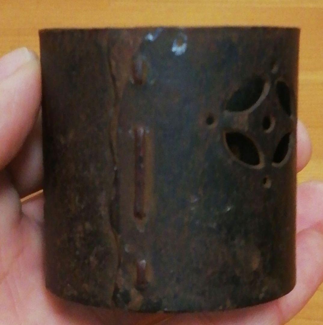 不染庵書付　高木治良兵衛作　七宝　鉄輪　蓋置　共箱　茶道具