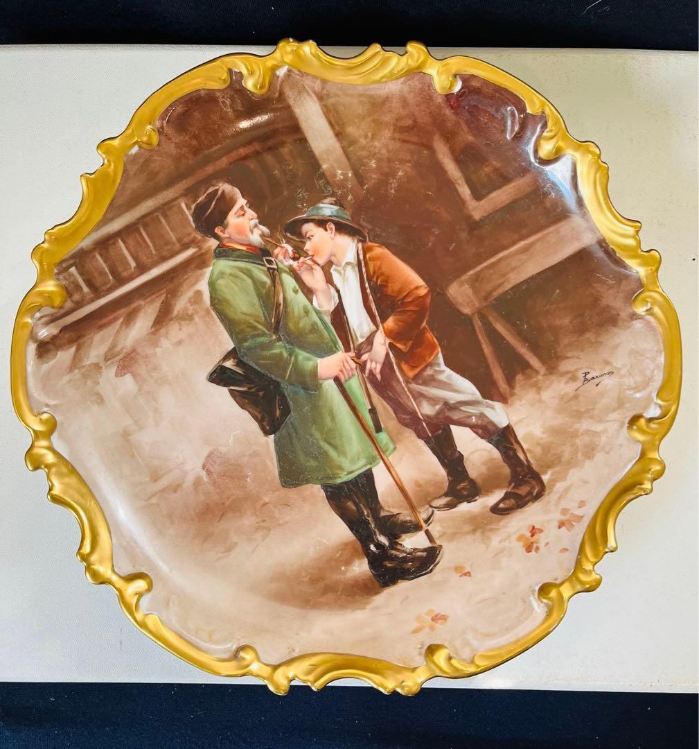 リモージュ   LRL 飾り皿　人物画　サイン入り　アンティーク