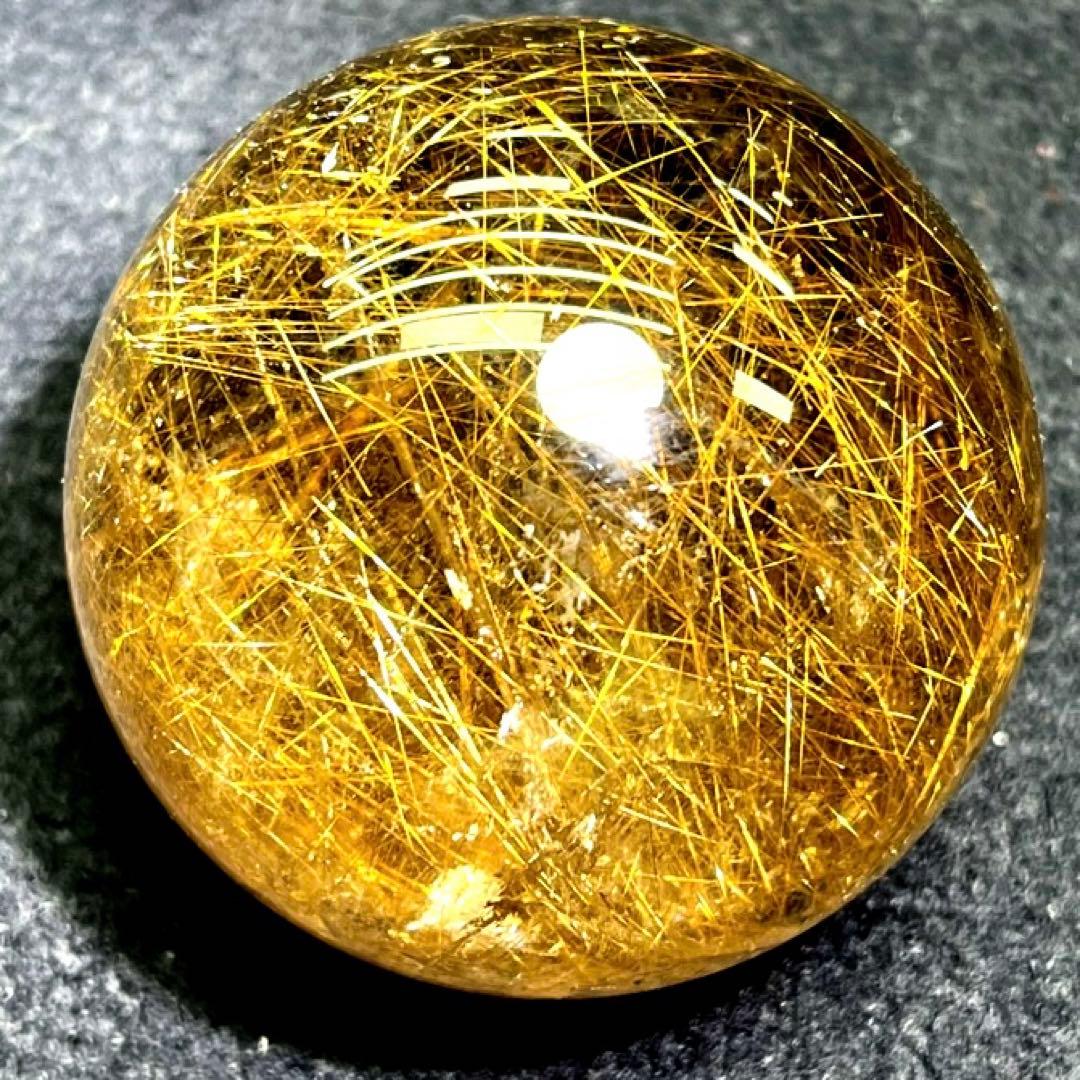 50mm ゴールドルチルクォーツ　丸玉　スフィア　金針水晶