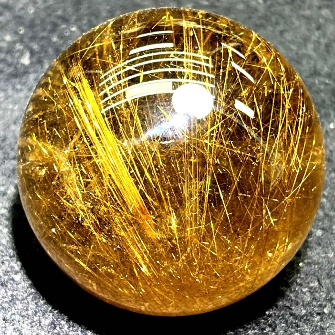 50mm ゴールドルチルクォーツ　丸玉　スフィア　金針水晶