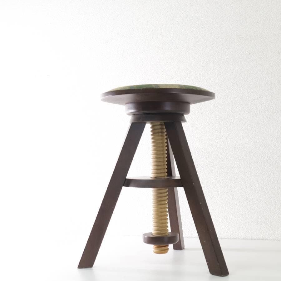 値下広松木工 LUME ルメ 回転 昇降式スツール 座面取り外し可 チェック柄