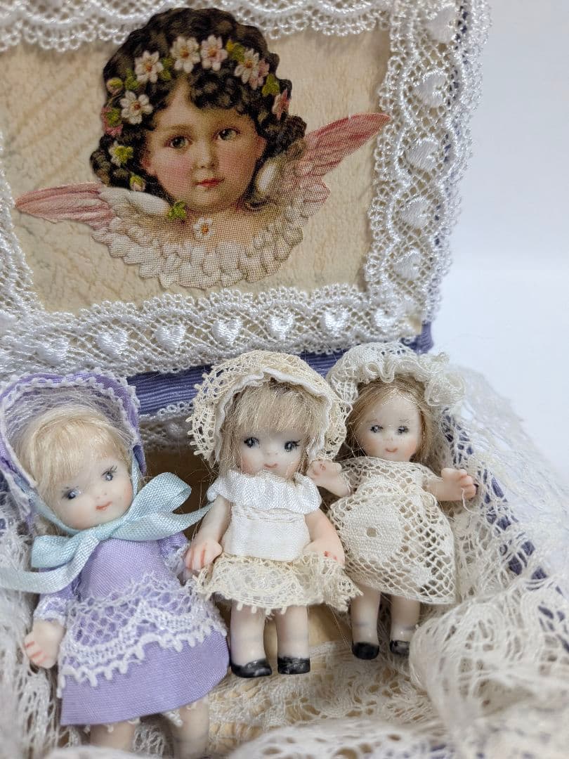 ちびくま工房　シンディちゃん5センチとパティちゃんのすみれ色のbox