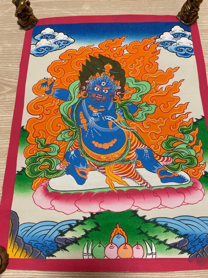《 チベット密教　1点物 》 手描き　曼荼羅　マハーカーラ　破壊神　仏教　密教