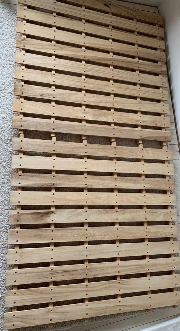 無印 シングルベッドフレーム 木製 オーク材引き出し付き　すのこ　収納