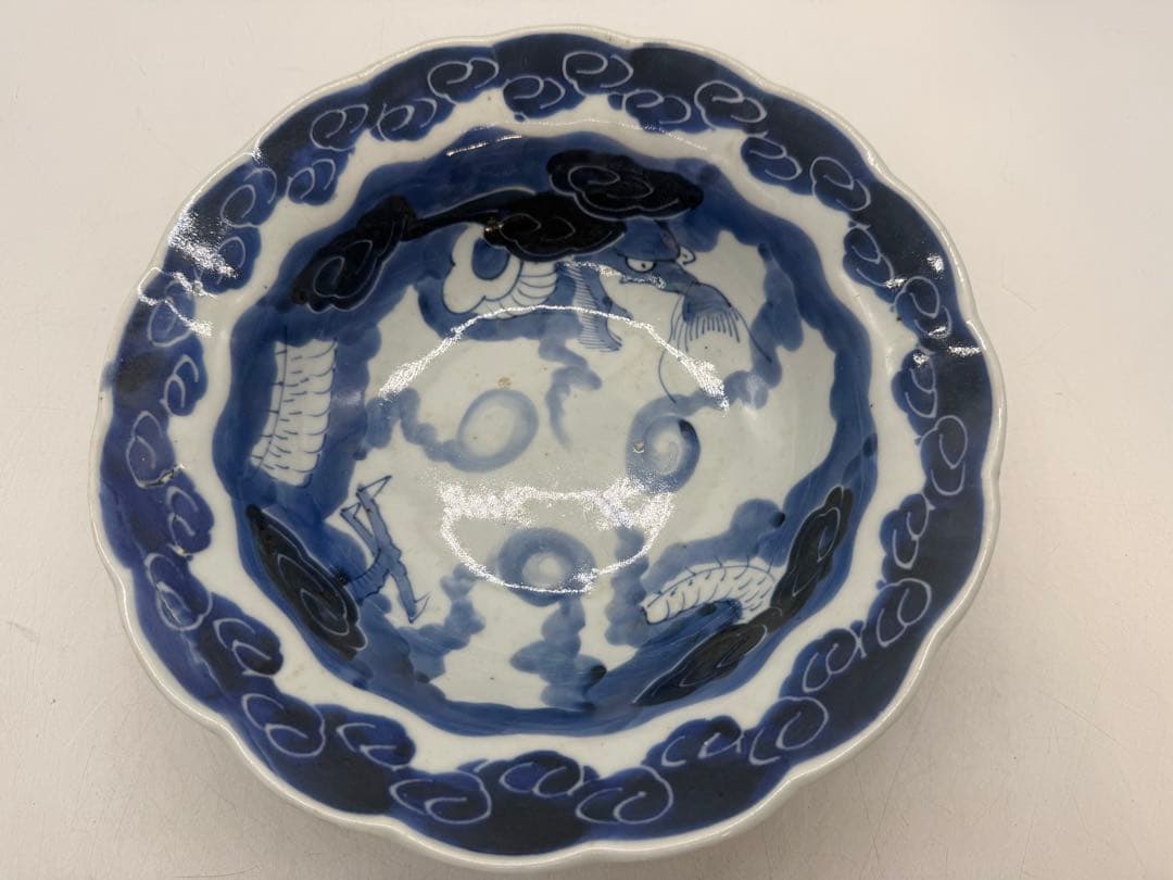 染付　龍紋輪口大鉢　伊万里　送料込2560118