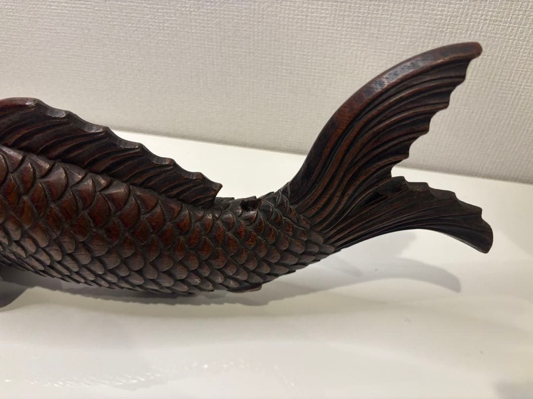 木製 魚型彫刻 約30cm