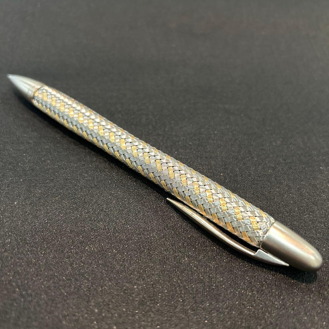 ポルシェデザイン 　編み込みボールペン ステンレス、k14ゴールド中古品