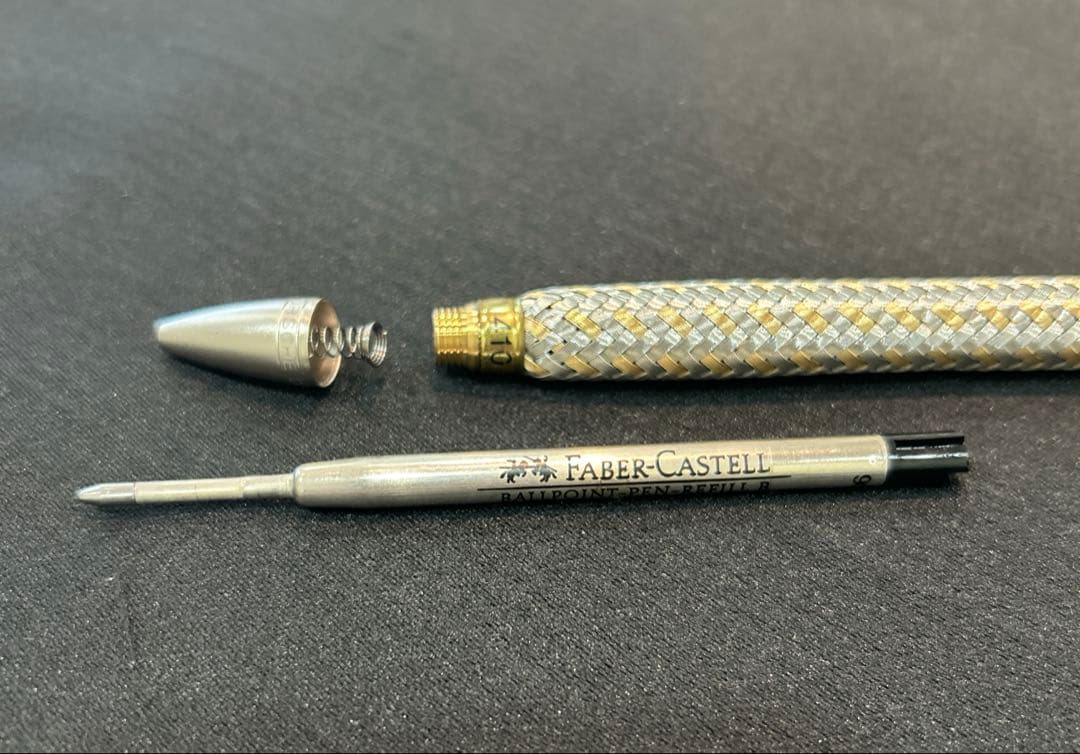 ポルシェデザイン 　編み込みボールペン ステンレス、k14ゴールド中古品