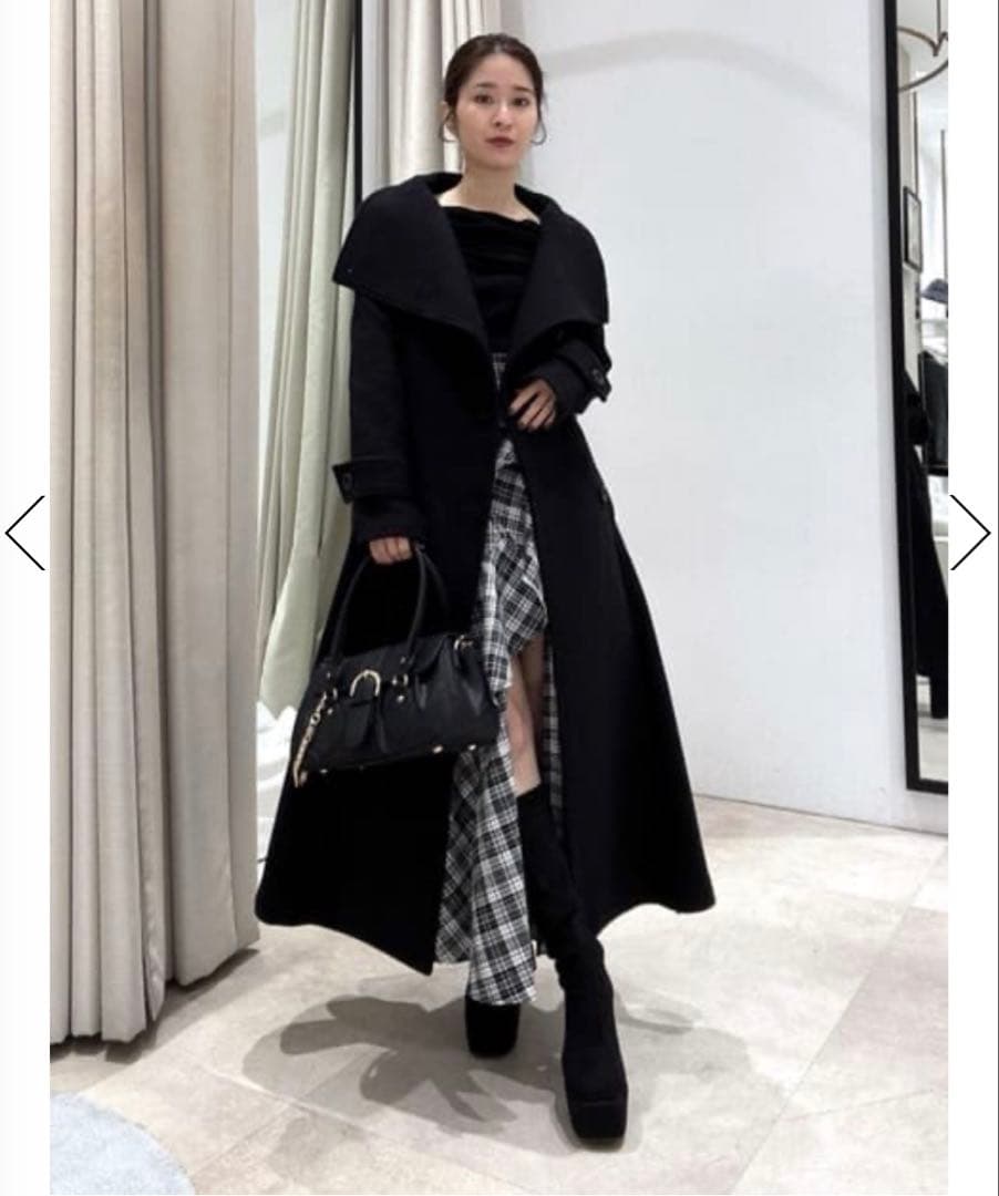 【極美品】 rienda オーバーネックシンデレララインコート M ブラック