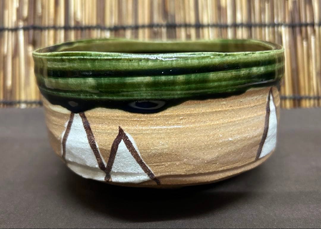 未使用/特価❕瀬戸焼/加藤廉平作/織部/抹茶碗/１点　　茶道具/抹茶茶碗