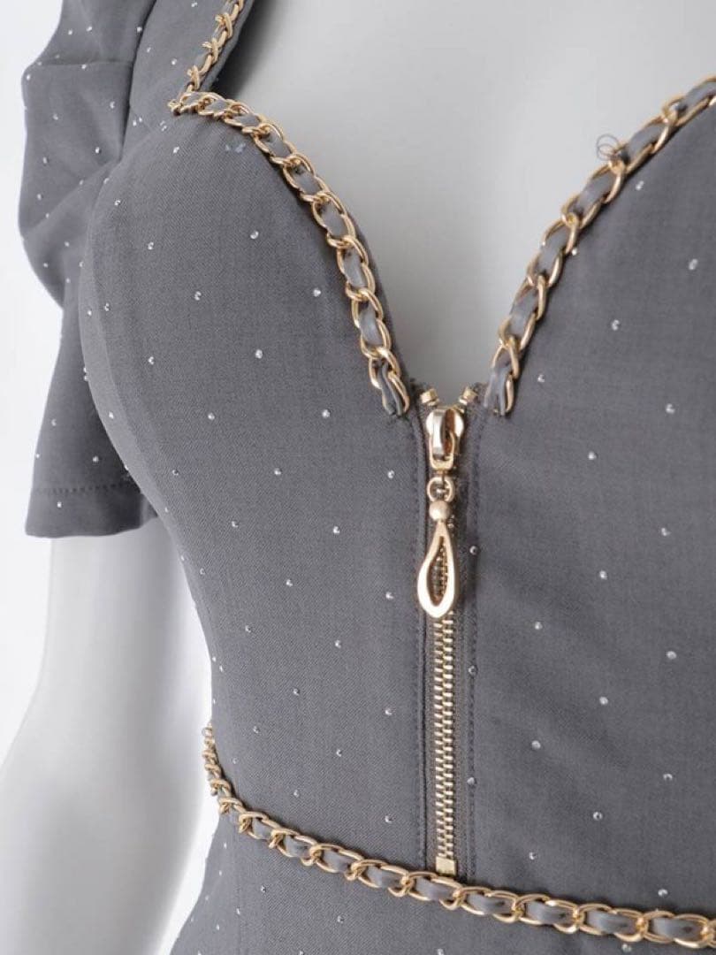 パフスリーブスタッズタイトミニドレス/キャバドレス