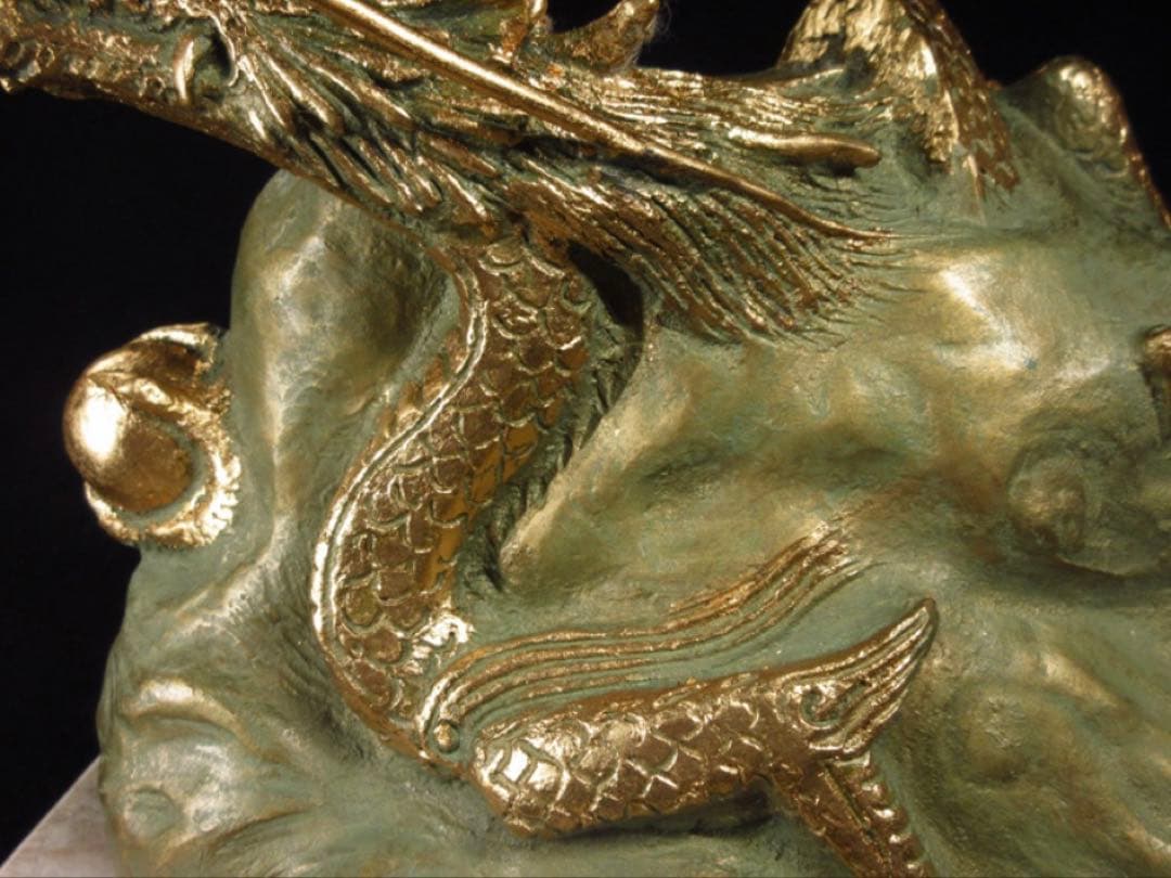 文化勲章受章彫刻家「富永直樹」造 銘「金龍登天」龍 ブロンズ像