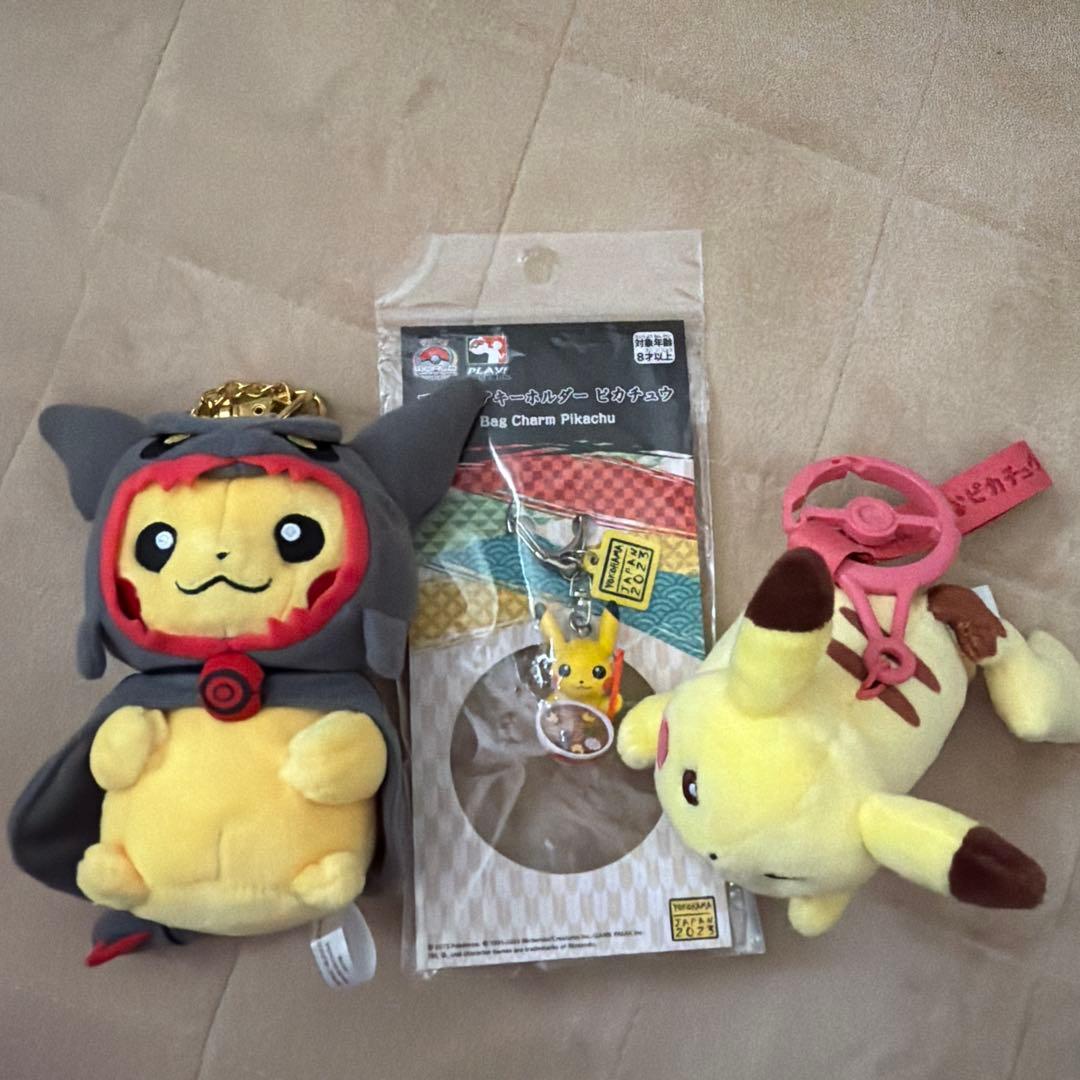 ポンチョを着たピカチュウ ぬいぐるみ 黒いレックウザ