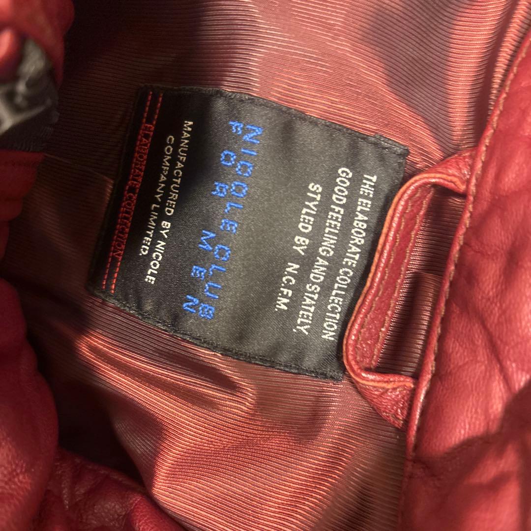 00s NICOLE CLUB FOR MEN シングルライダースジャケット　赤