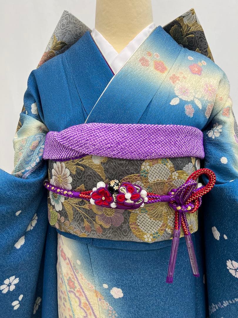 振り袖　フルセット　長襦袢　朧　金彩加工　刺繍入り　金通し　成人式　711