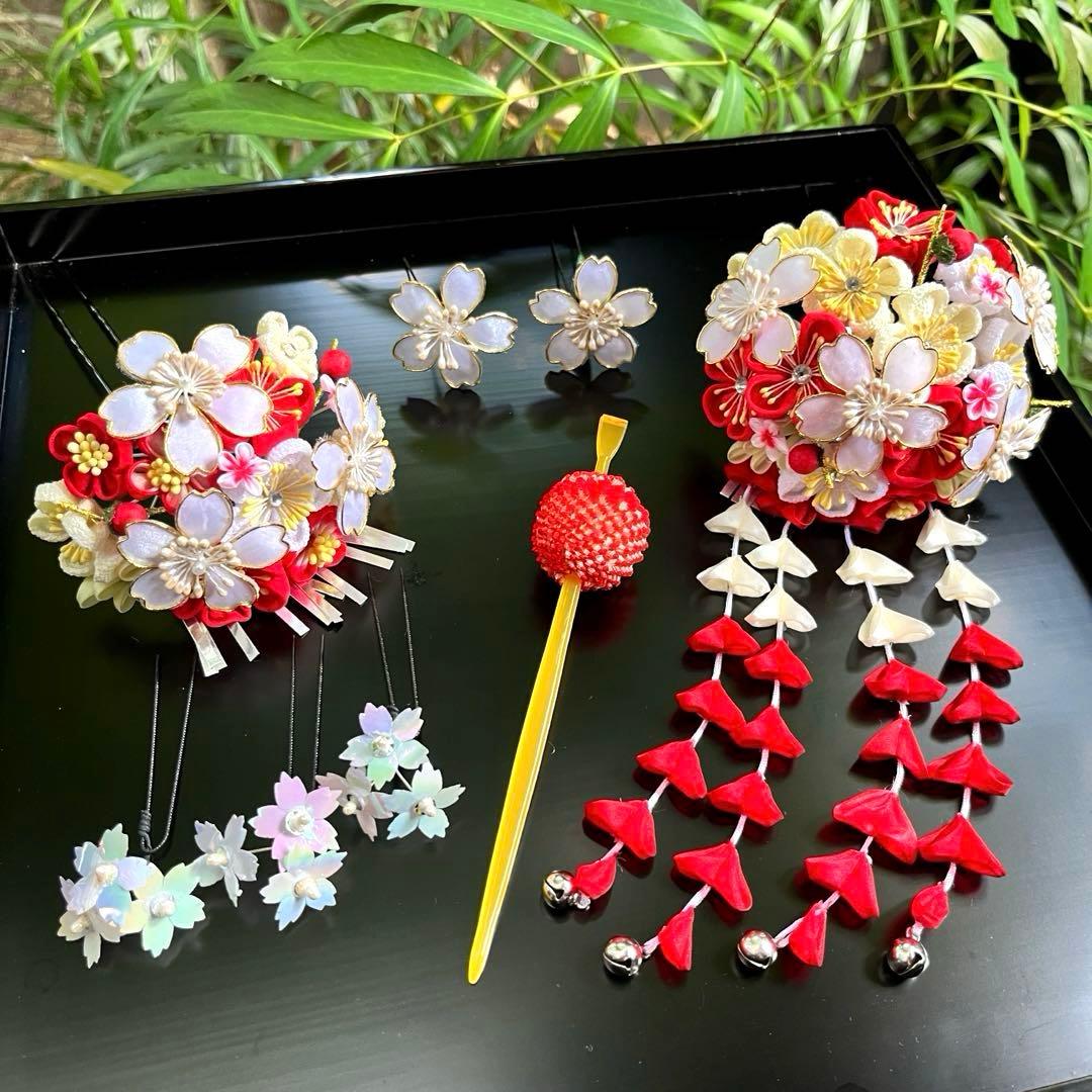 専用です。 日本髪 髪飾り 七五三(7歳) (紅白・桜)