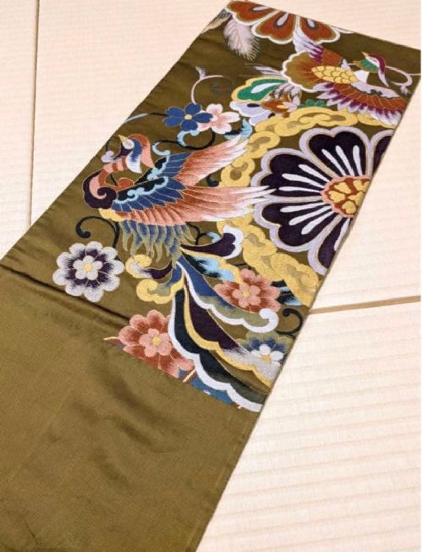 あーさん 白陵苑大庭風 大胆な織柄 鳳凰 花 袋帯
