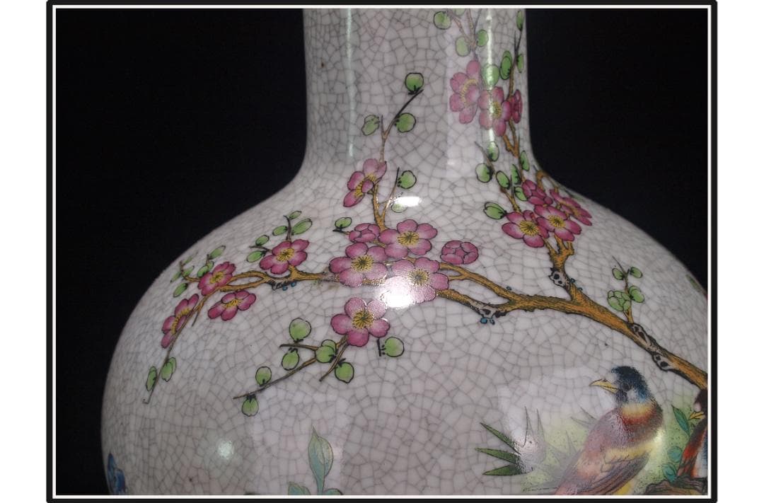 中国 清時代　在銘手描き花瓶 美術品　激安骨董品 DE993B14-5