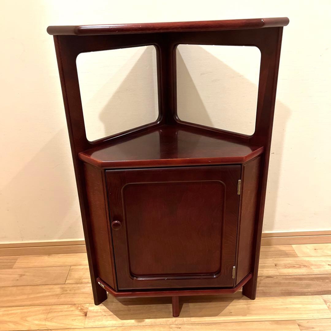 Karimoku カリモク 三角コーナータイプ 電話台 花台 収納棚 ビンテージ