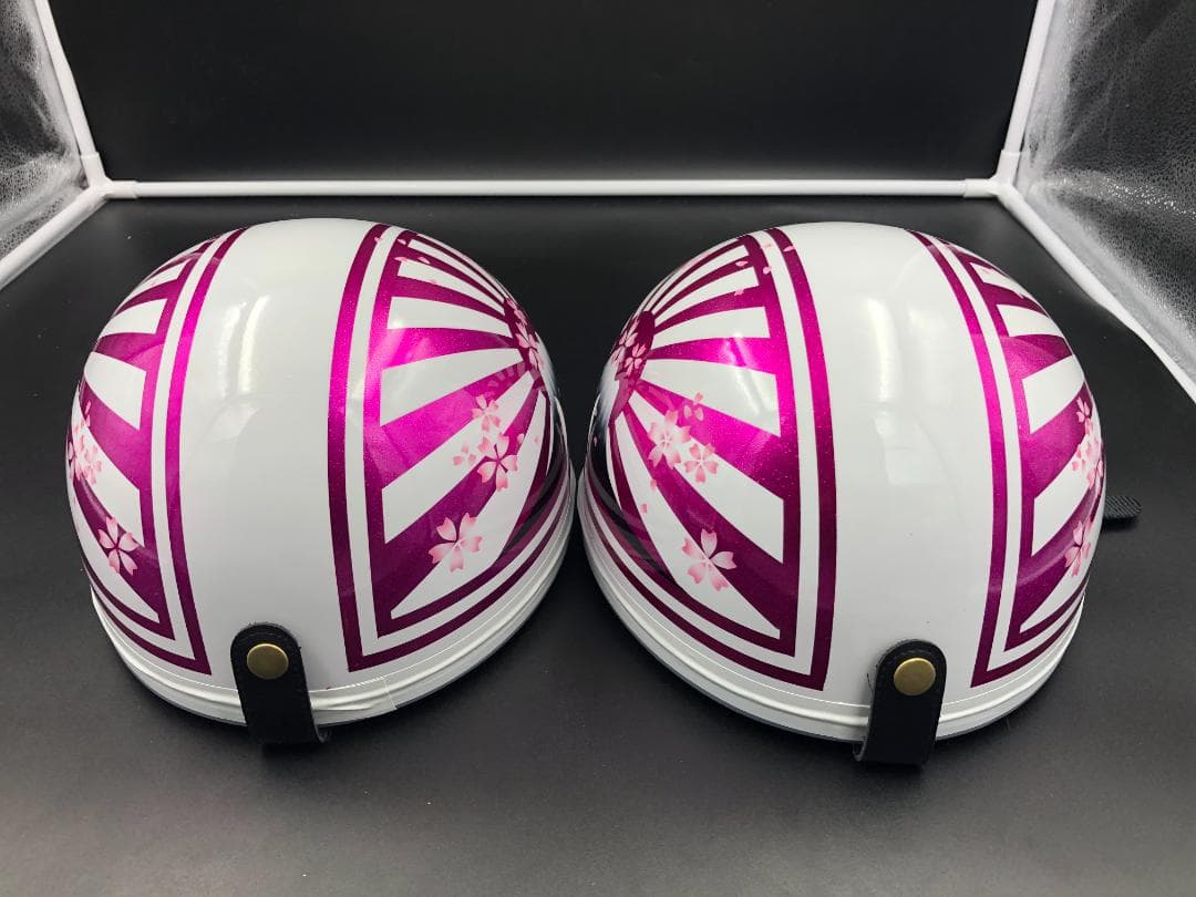 コルク半　カスタム　富士日章　三つボタン　ホワイトピンクラメ　桜　セット