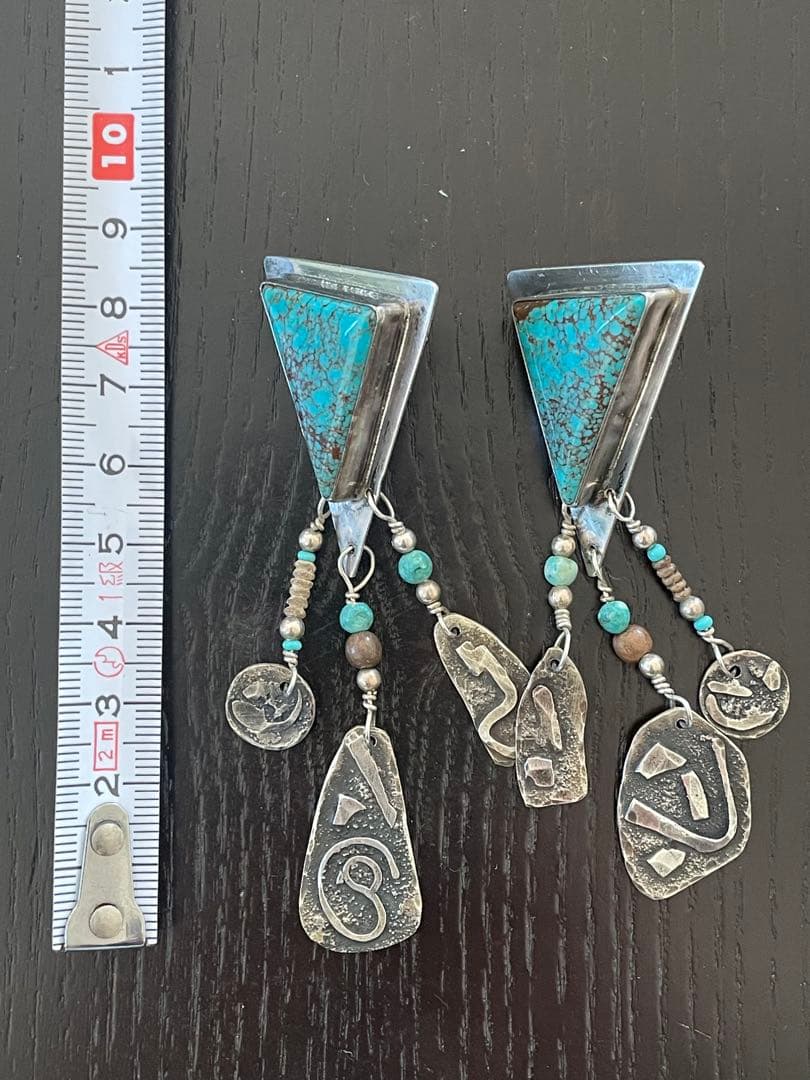 ヴィンテージ ターコイズ ピアス Silver925 アーティストサイン入り