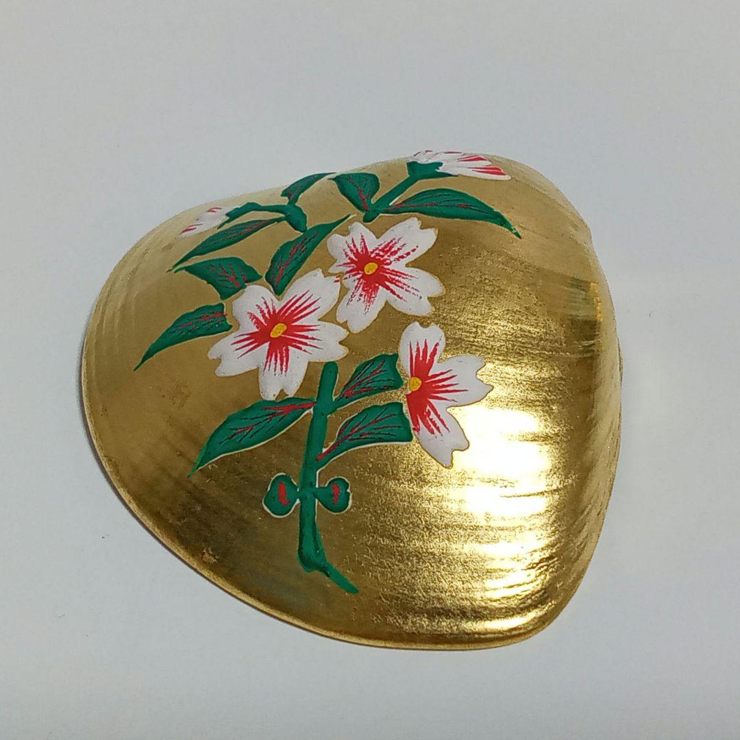 香合　桜蒔絵　蛤香合　早見征一