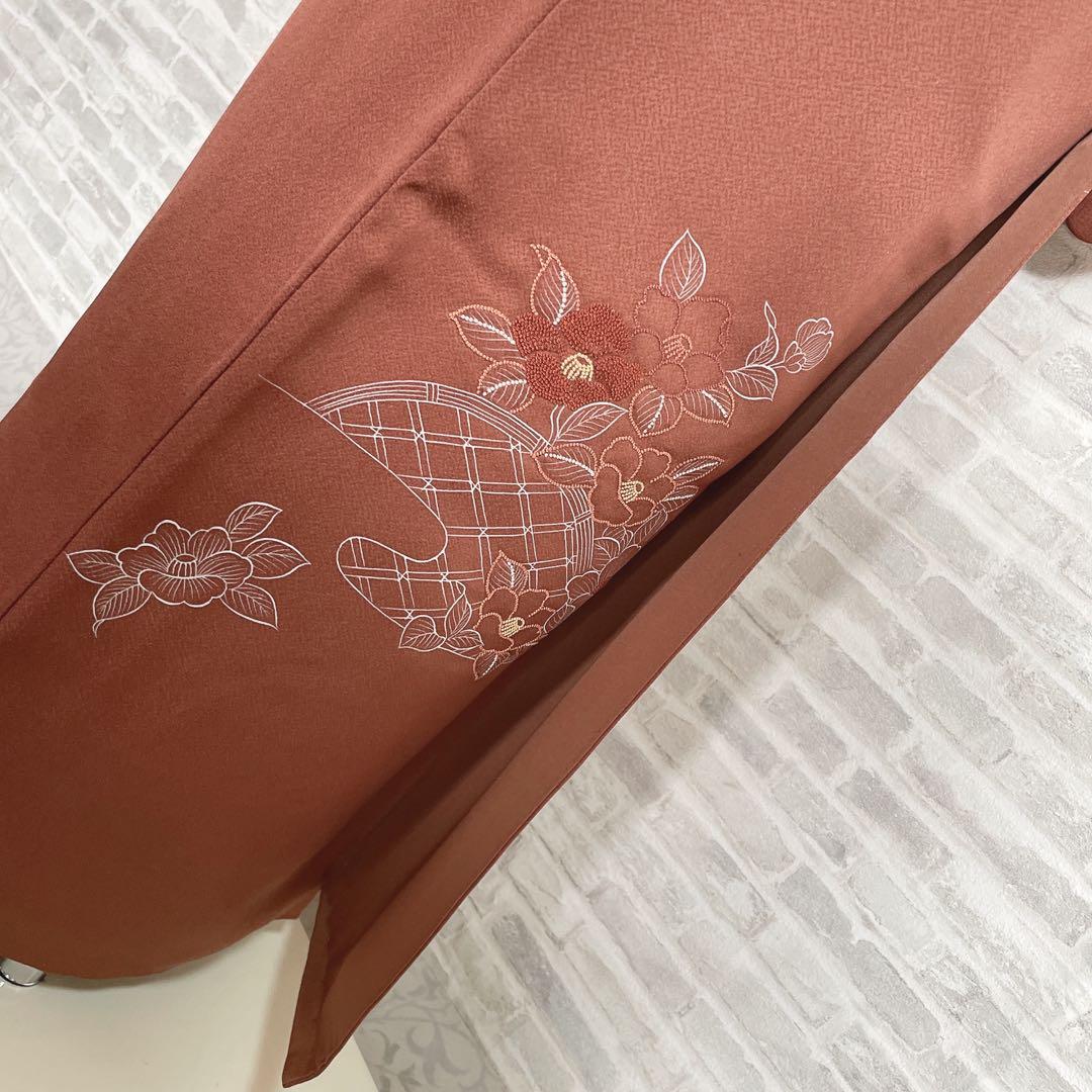 訪問着+長襦袢　フルセット　椿　相良刺繍　入学式　卒業式　着物　付け下げ　H10