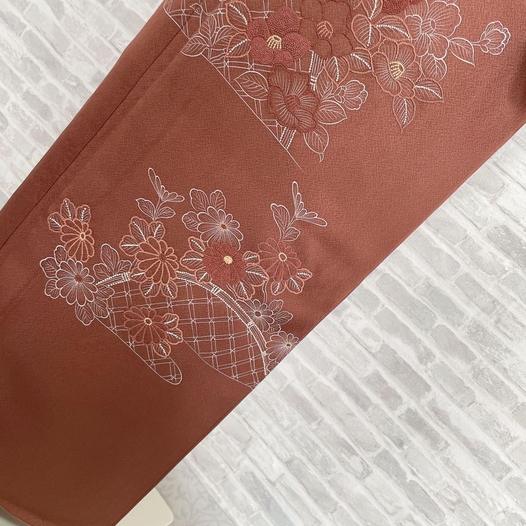 訪問着+長襦袢　フルセット　椿　相良刺繍　入学式　卒業式　着物　付け下げ　H10