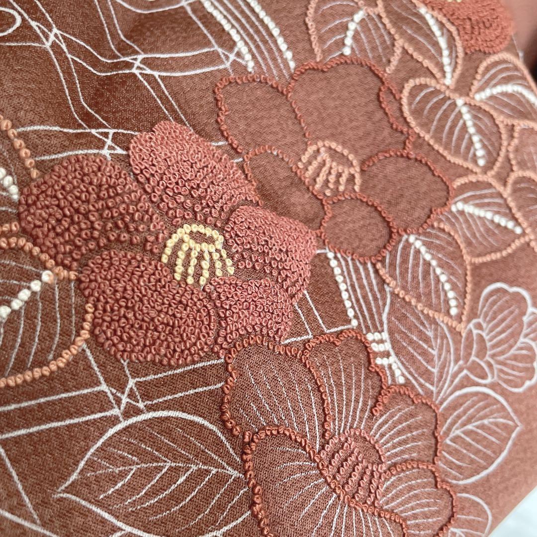 訪問着+長襦袢　フルセット　椿　相良刺繍　入学式　卒業式　着物　付け下げ　H10