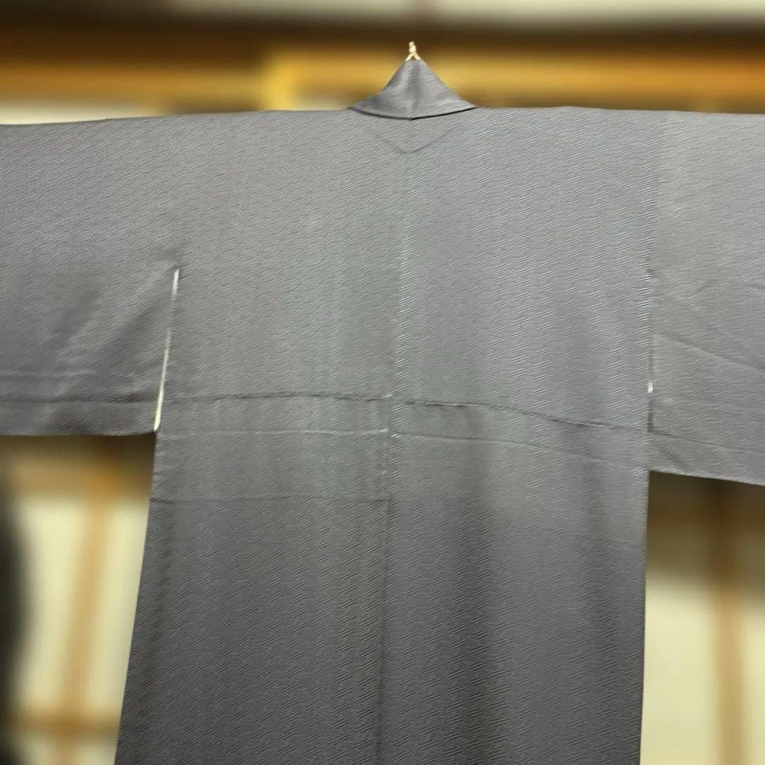 訪問着、高級、上品な柄に絞り、グレーネイビー 幾何学模様 地柄、新品、美品、正絹