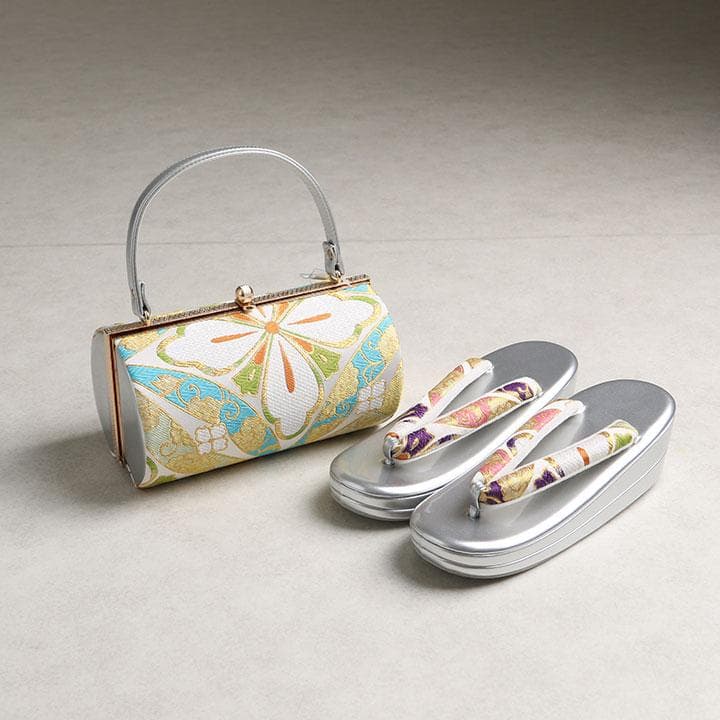 【新品】振袖用 草履バッグセット　古典 七宝文様　02809N