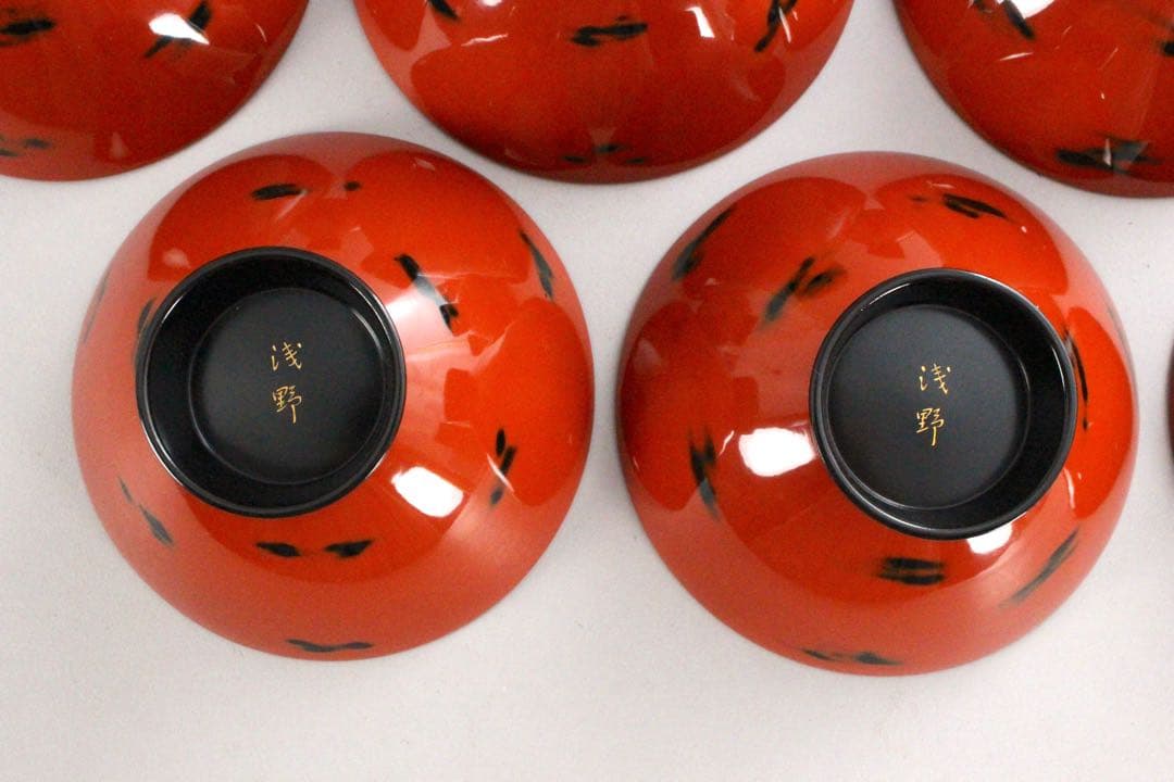 No4717 輪島根来塗吸物椀　10客　能登輪島塗七村漆器　木箱付　送料無料